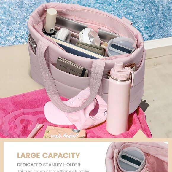 Tote Bag for Women, Large Puffer Work Tote Bag for 15.6 Inch Laptop, Lightweight - Picture 2 of 7